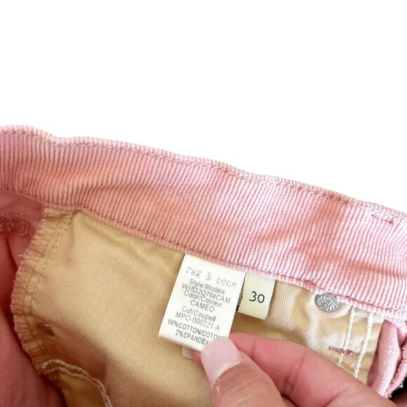 Rag & Bone Pink Corduroy High Rise Skinny Jeans Sz 30 - Picture 5 of 6
